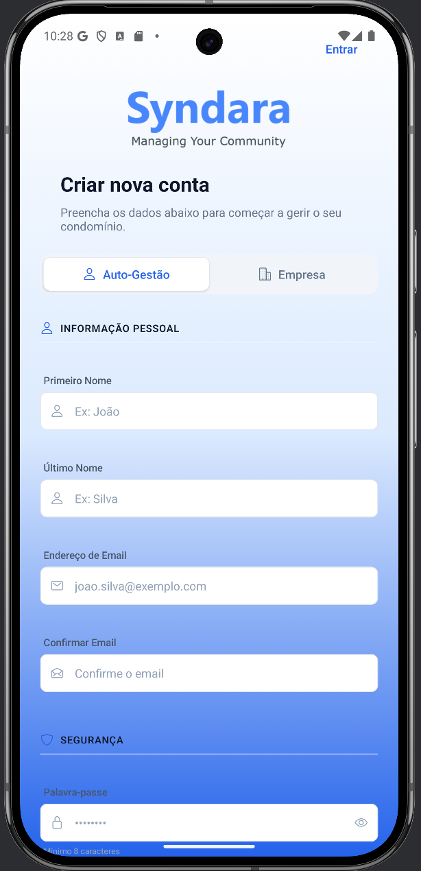 Registo Mobile - Criar conta