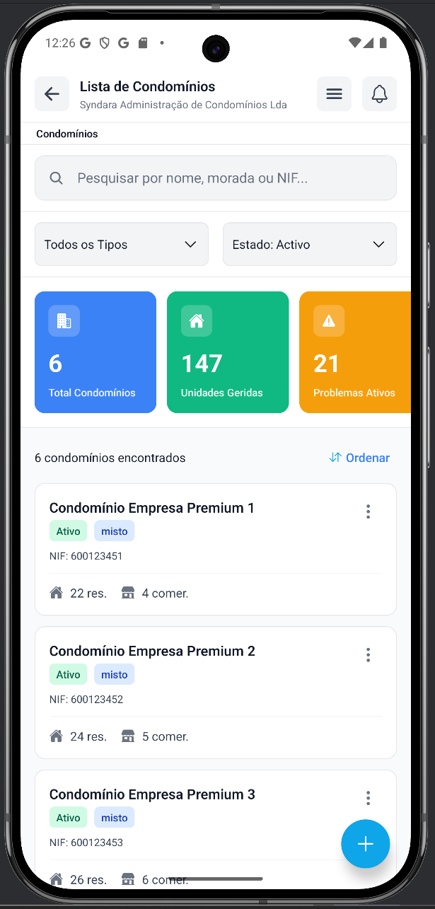 Condomínios Mobile - Lista