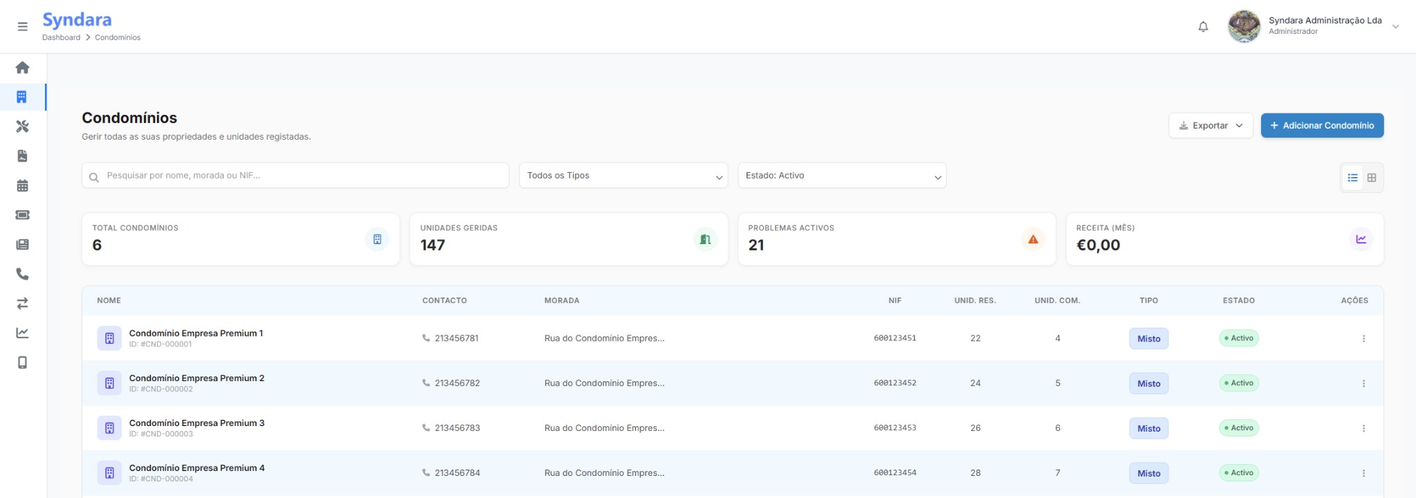 Condomínios Web - Lista