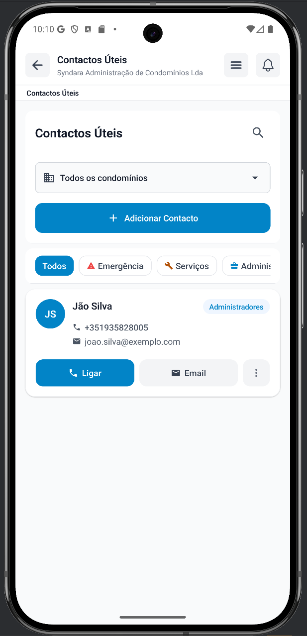 Contactos Úteis Mobile - lista