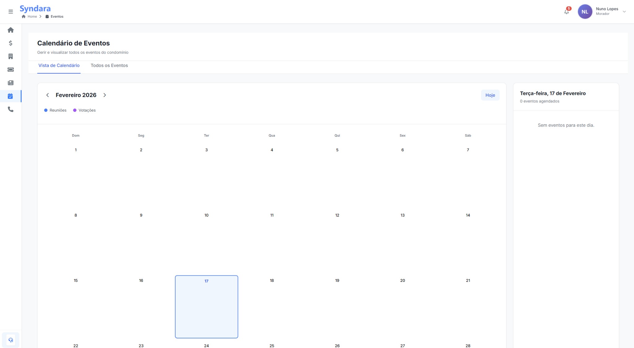 Calendário de Eventos Web