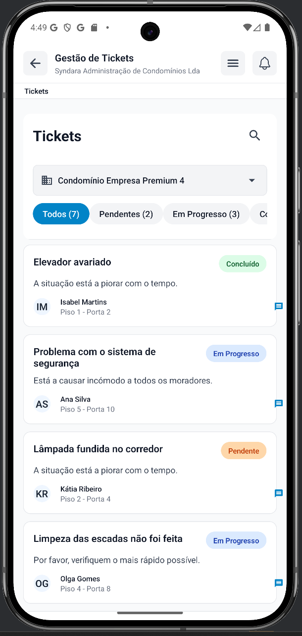 Tickets Mobile - Lista